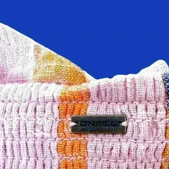 O'Neill Tatum Blush Pink Striped Tie Front Romper Lulus Pockets Size XS - Picture 3 of 11